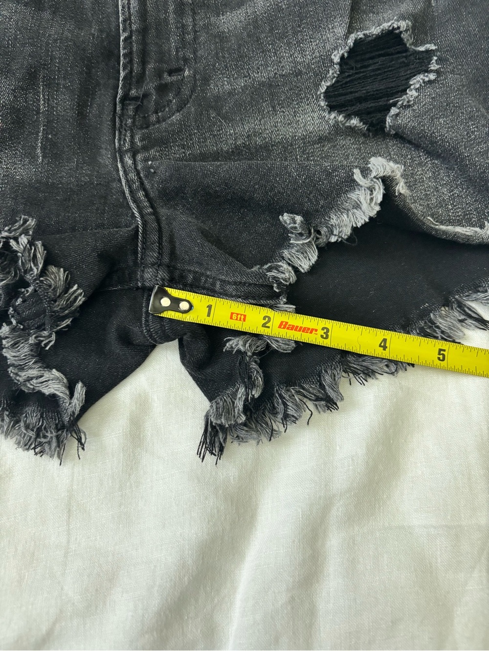 Abercrombie & Fitch High Rise Distressed Denim Shorts Black Size 25 - Picture 8 of 8